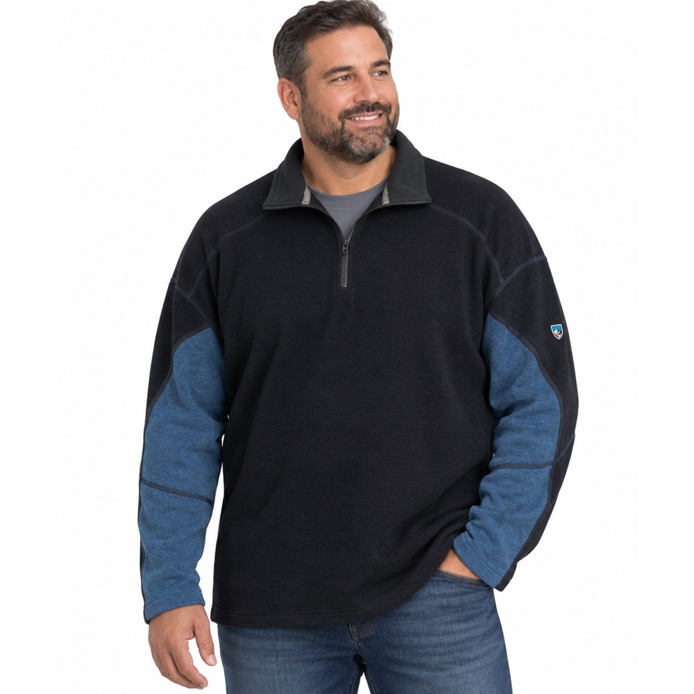 Kuhl Interceptr 1/4 Zip Fleece Pullover Mens XXXL Black Blue Colorblock 3XL